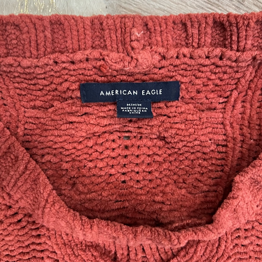 American eagle orange cable knit chenille sweater - Picture 2 of 5